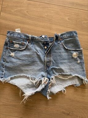 Levi's Light Blue Distressed Denim Cutoff Shorts